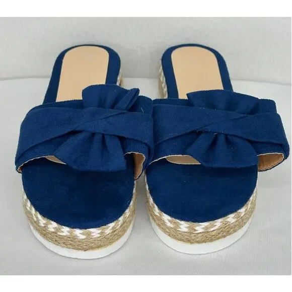 Blue Espadrille Slide Sandals NWOT Size 41 US Size 9 - Picture 6 of 8